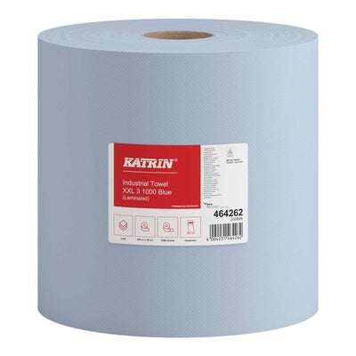 Aftørringspapir Katrin XXL 3-lags blåt 38cmx380m 1 rulle