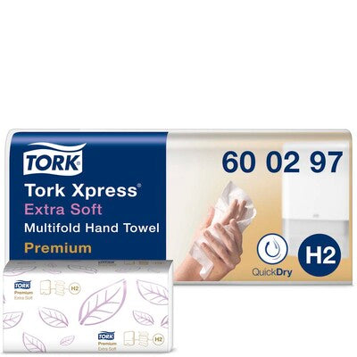 Papirhåndklæde Tork Xpress H2 Premium Extra Soft 2-lag 21,2x34cm 2100ark