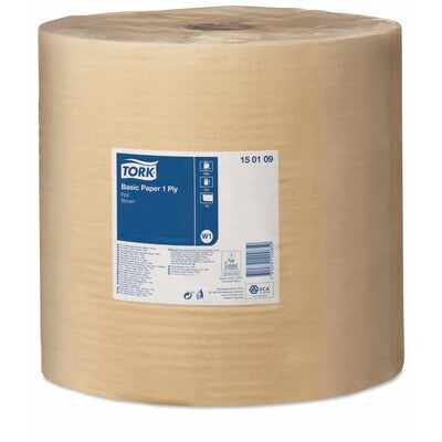 Aftørringspapir Tork Basic W1 brun 1-lags 1000m 150109