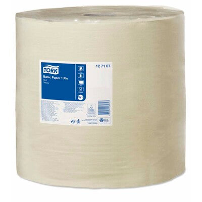 Aftørringspapir Tork Basic W1 1-lags gul 33cmx1190m 1rul/kar