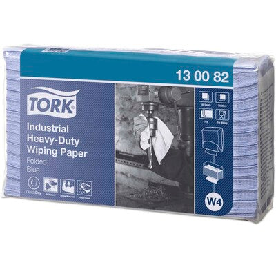 Aftørringspapir Tork ekstra kraftig W4 3-lags blå 32x39cm 5x100ark
