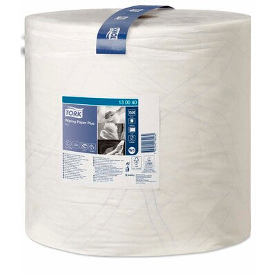 Aftørringspapir Tork Plus W1 420 2-lags hvid 37cmx510m 130040