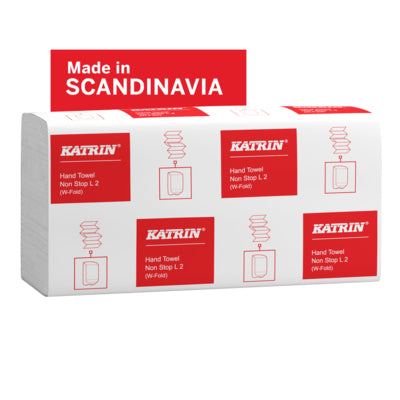 Papirhåndklæder ark, Katrin, Classic, 2 lag, hvid, 203mmx320mm, karton a 2250 stk