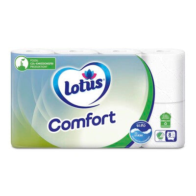 Toiletpapir, Lotus, 3-lags, hvid x 18,50 m, kasse á 56 ruller
