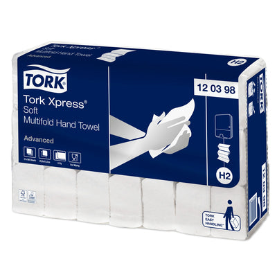 Papirhåndklæder ark, Tork, Advanced, H2, 2 lag, hvid, 212mmx255mm, karton med 3780 stk., FSC Mix Credit