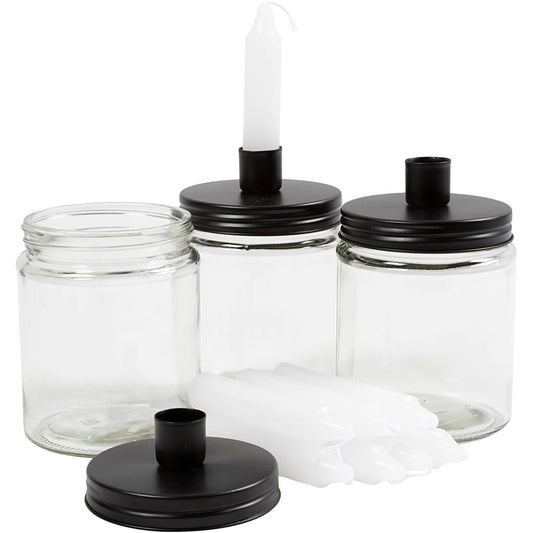 Glas med lysholder og lys
