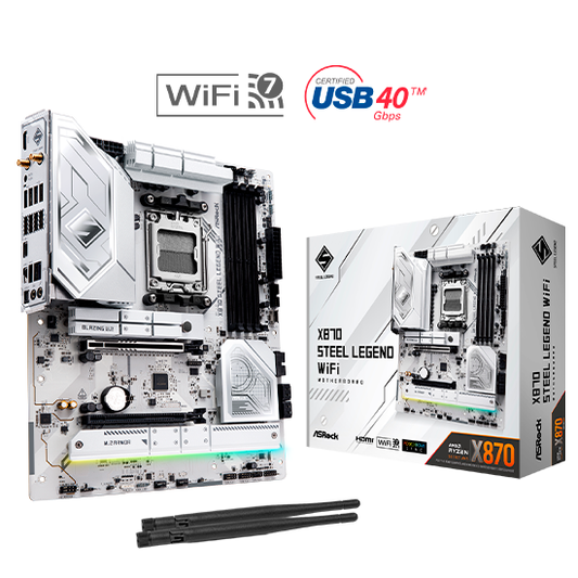 ASRock X870 Steel Legend WiFi Motherboard ATX AM5 Socket DDR5