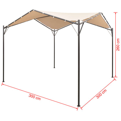 lysthus pavillon telt med baldakin 3 x 3 m stål beige