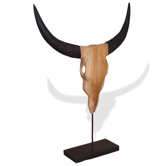 tyrekranieskulptur i teak 66x15x88 cm