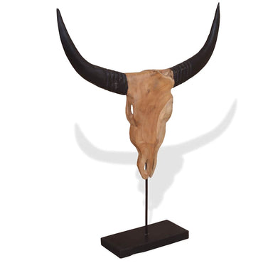 tyrekranieskulptur i teak 66x15x88 cm