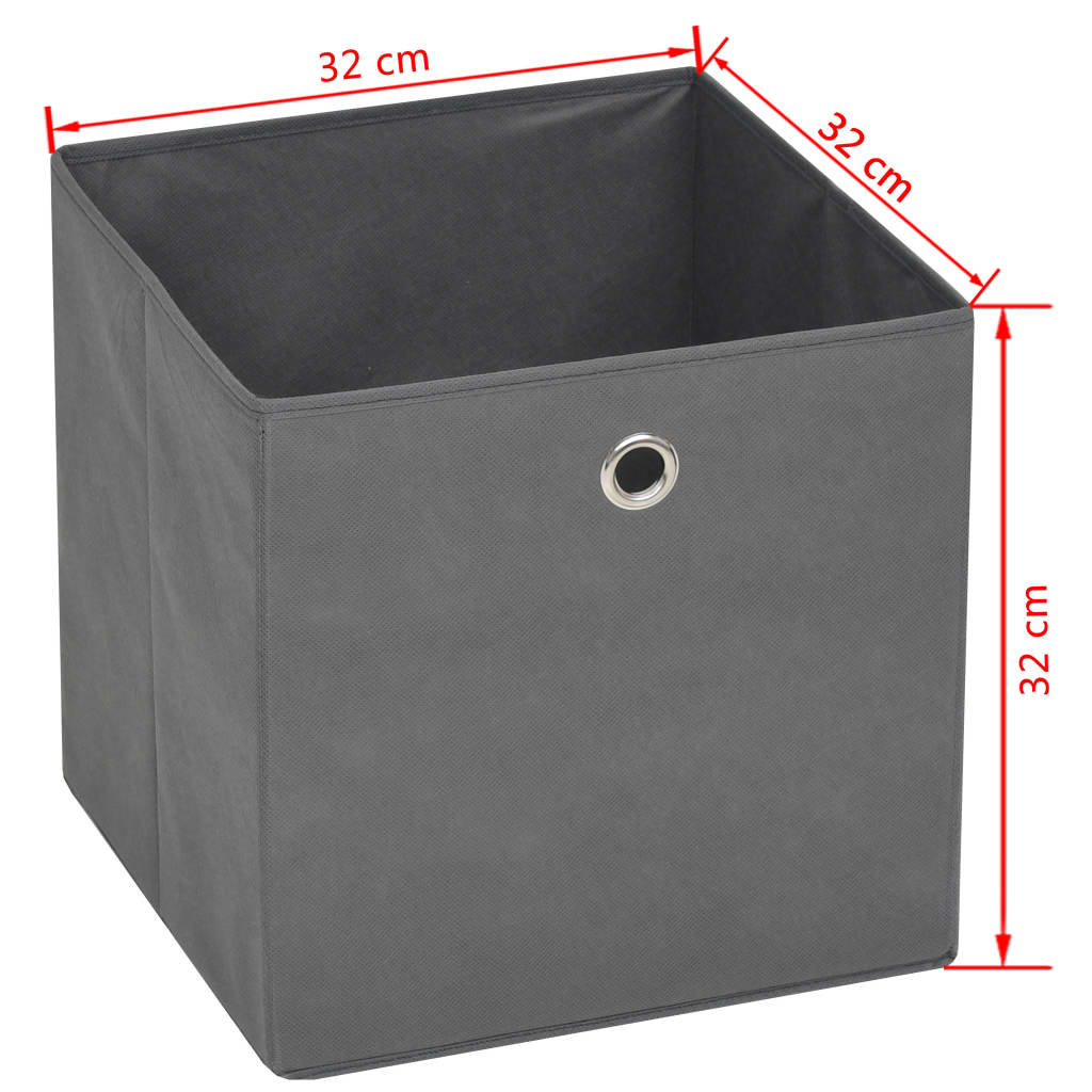 opbevaringskasser 10 stk. ikke-vævet stof 32x32x32 cm grå