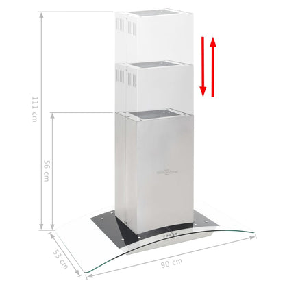 ø-emhætte 90 cm rustfrit stål 756 m³/t LED