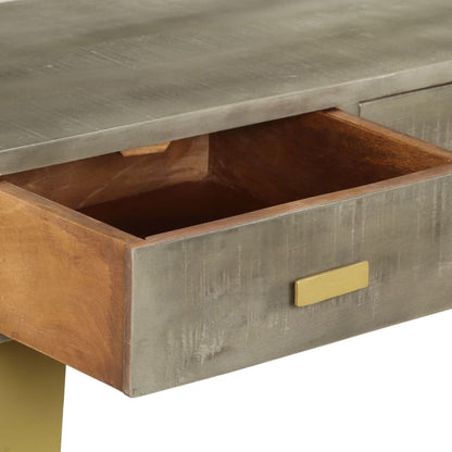 konsolbord massivt mangotræ med messing 110 x 35 x 76 cm grå