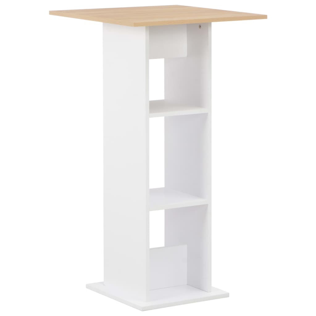 barbord 60x60x110 cm hvid og sonoma-eg