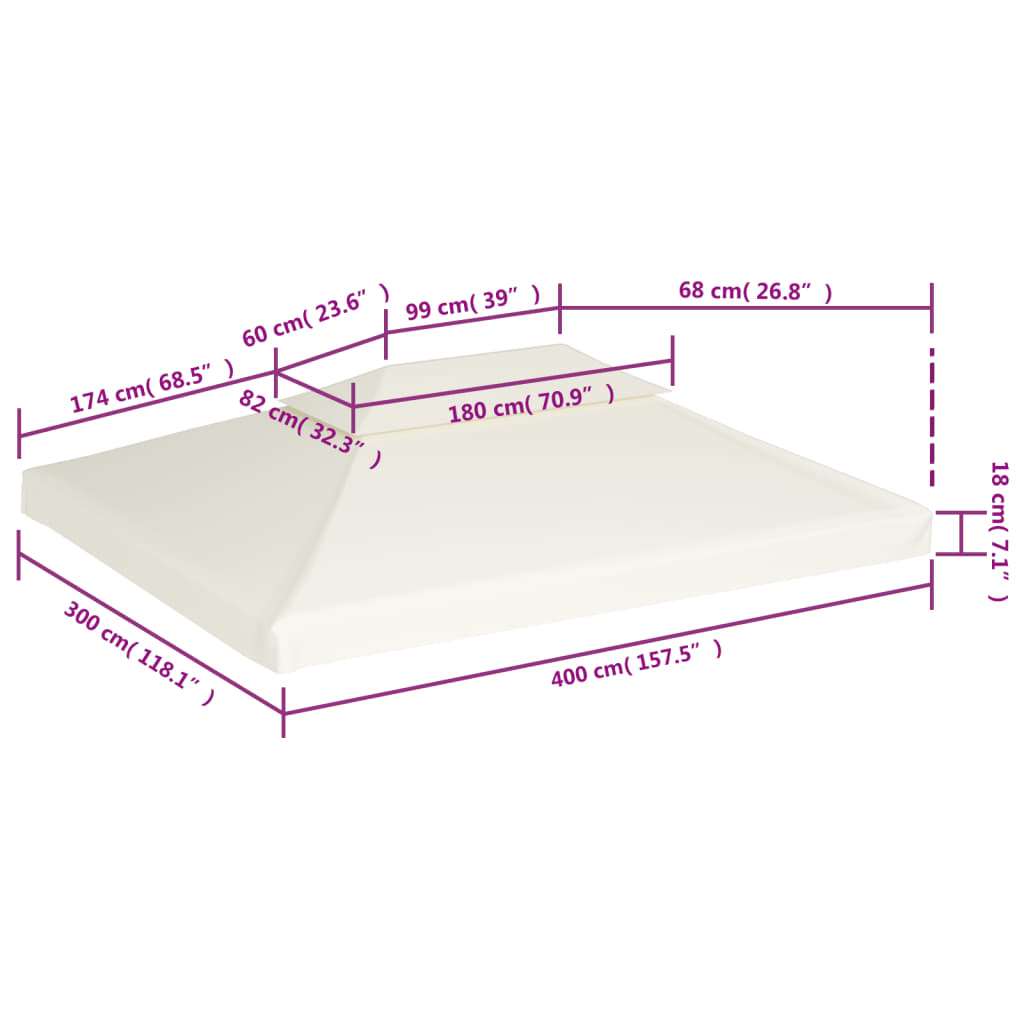 pavillontag 3x4 m 310 g/m² cremehvid