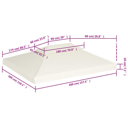 pavillontag 3x4 m 310 g/m² cremehvid
