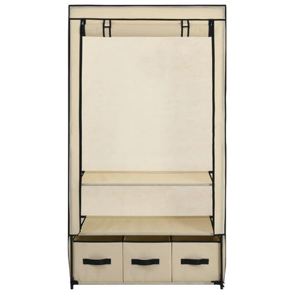 klædeskab 87 x 49 x 159 cm stof cremefarvet