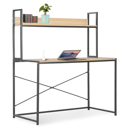 Computertisch 120 x 60 x 138 cm in Schwarz und Eichenfarbe