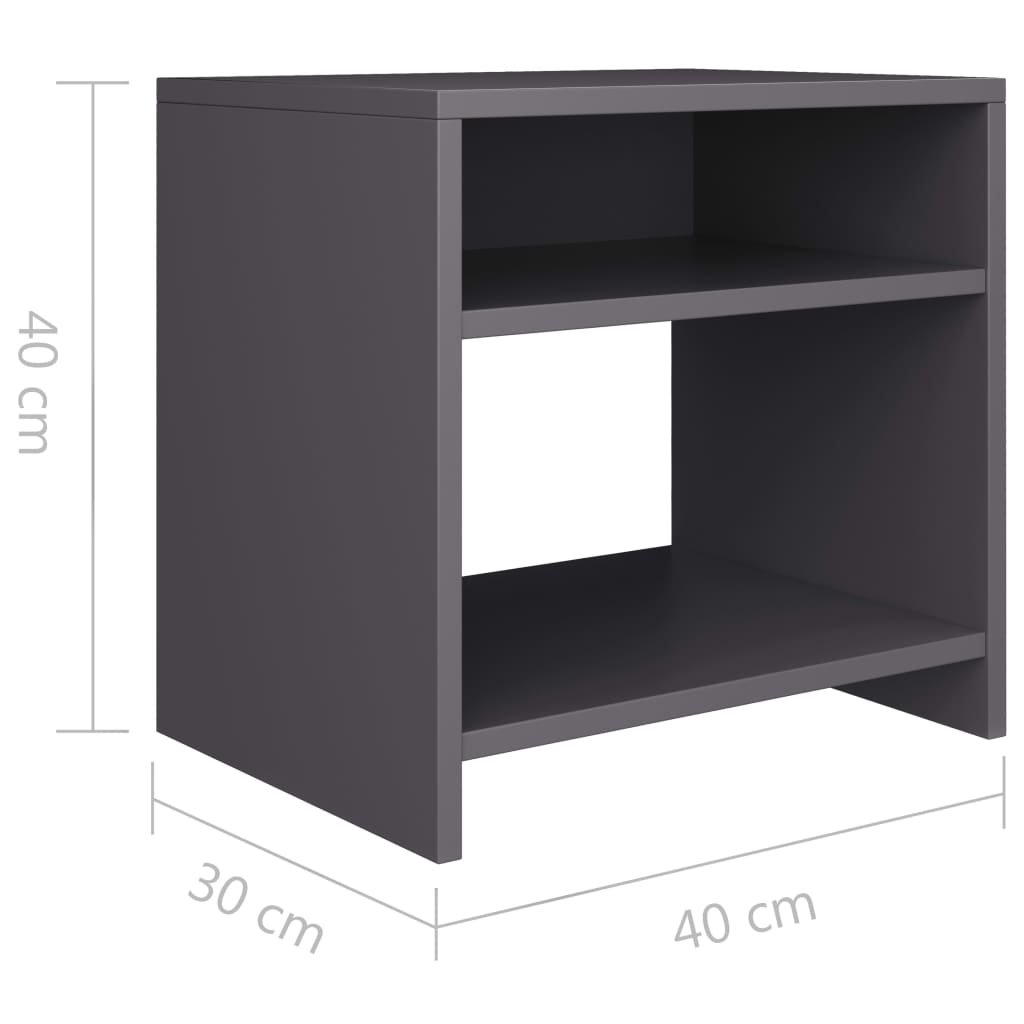 sengeborde 2 stk. 40x30x40 cm konstrueret træ Grå