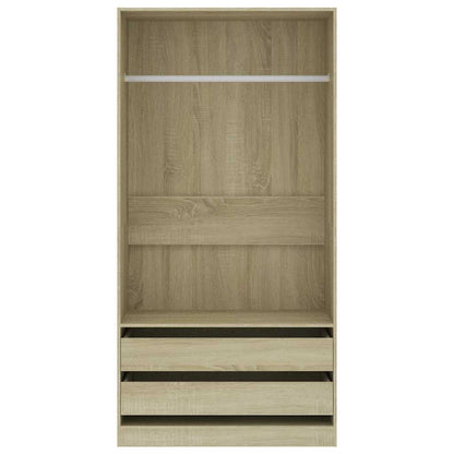 klædeskab 100x50x200 cm konstrueret træ sonoma-eg