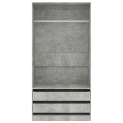 klædeskab 100x50x200 cm konstrueret træ betongrå