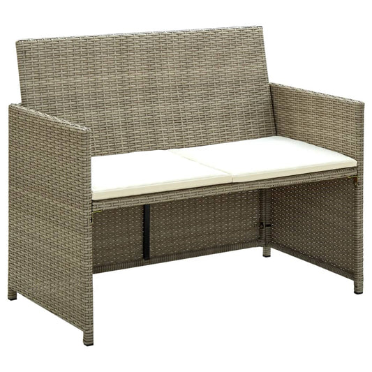 2-sits trädgårdssoffa med kuddar, polyrotting, beige