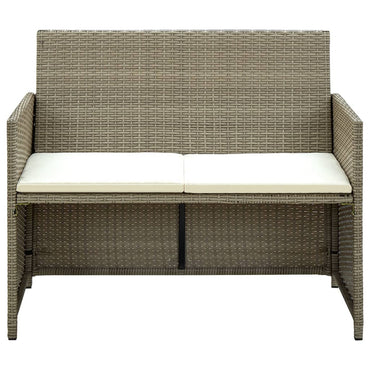 2-sits trädgårdssoffa med kuddar, polyrotting, beige