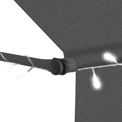 markise m. LED-lys manuel betjening 100 cm antracitgrå