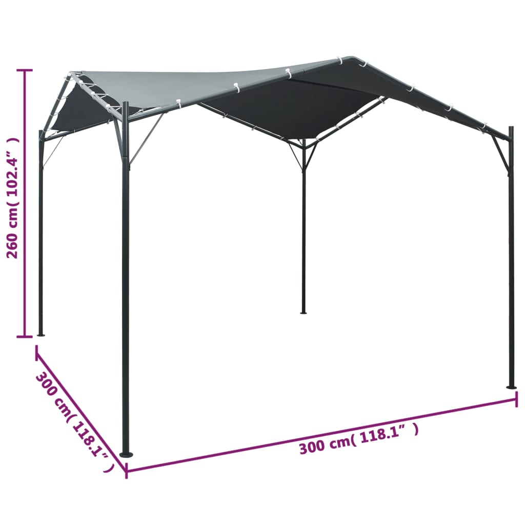 havepavillon 3x3 m stål antracitgrå