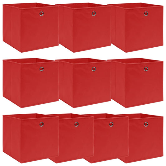 opbevaringskasser 10 stk. 32x32x32 stof rød