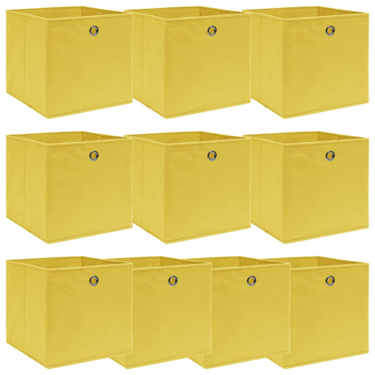 opbevaringskasser 10 stk. 32x32x32 stof gul