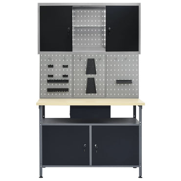 Werkbank mit 3 Wandpaneelen + 1 Schrank