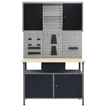 Werkbank mit 3 Wandpaneelen + 1 Schrank