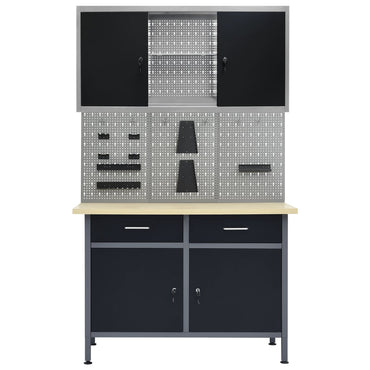 Werkbank mit 3 Wandpaneelen und 1 Schrank