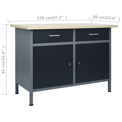 Werkbank mit 3 Wandpaneelen und 1 Schrank