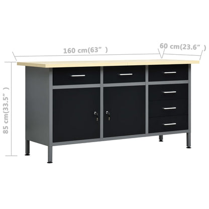 Werkbank mit 4 Wandpaneelen und 2 Schränken