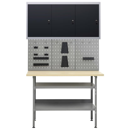Werkbank mit 3 Wandpaneelen + 1 Schrank