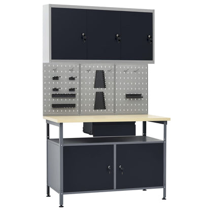 Werkbank mit 3 Wandpaneelen + 1 Schrank