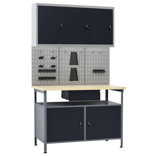 Werkbank mit 3 Wandpaneelen + 1 Schrank