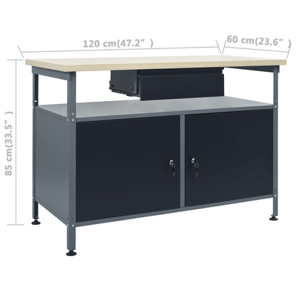 Werkbank mit 3 Wandpaneelen + 1 Schrank