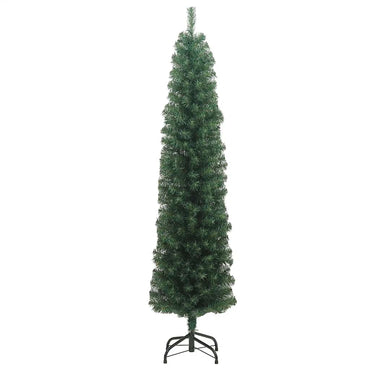 schmaler künstlicher Weihnachtsbaum mit Christbaumsockel 210 cm PVC grün