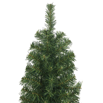 smalt kunstigt juletræ med juletræsfod 210 cm PVC grøn