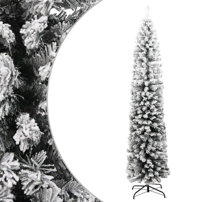 smalt kunstigt juletræ med sne 240 cm PVC grøn