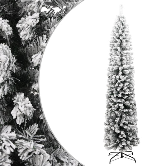 schmaler künstlicher Weihnachtsbaum mit Schnee 240 cm PVC grün