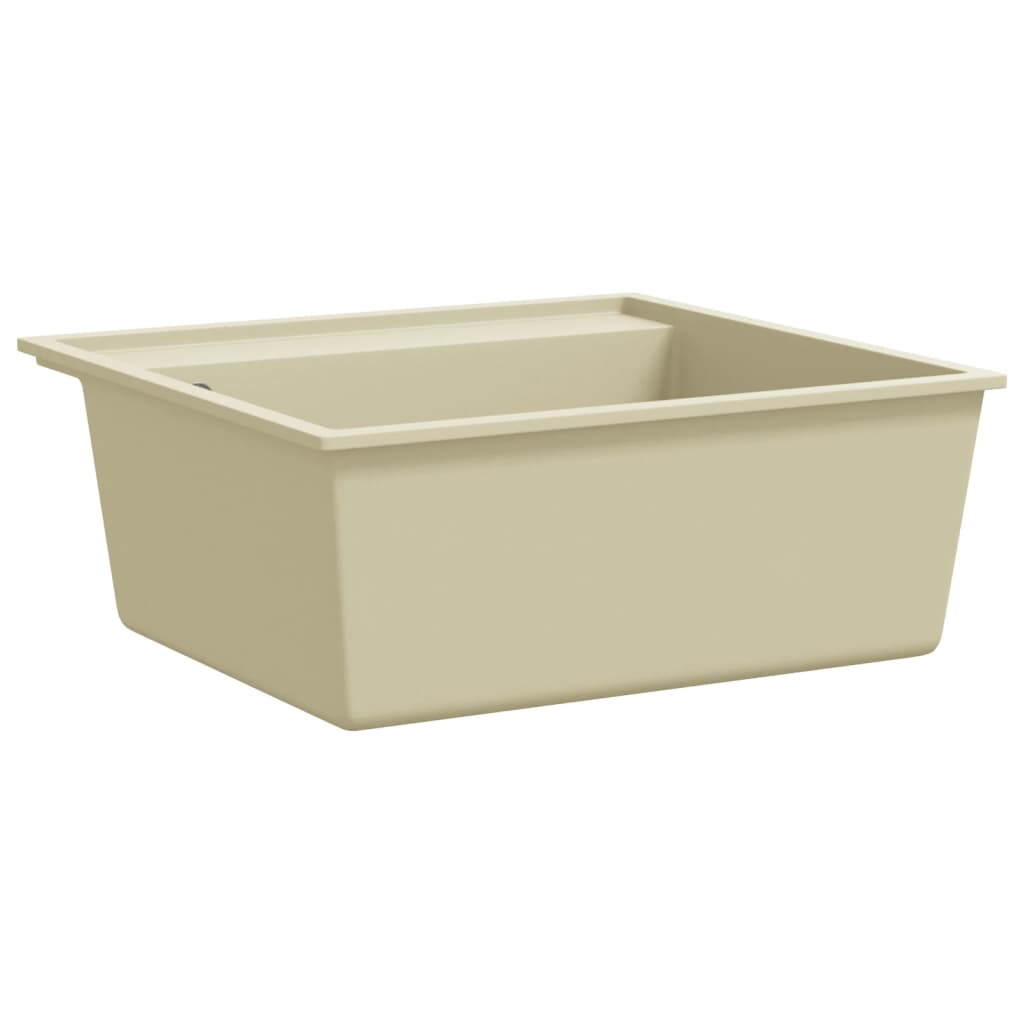 køkkenvask med overløbshul granit beige