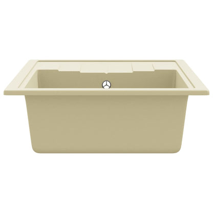 køkkenvask med overløbshul oval granit beige