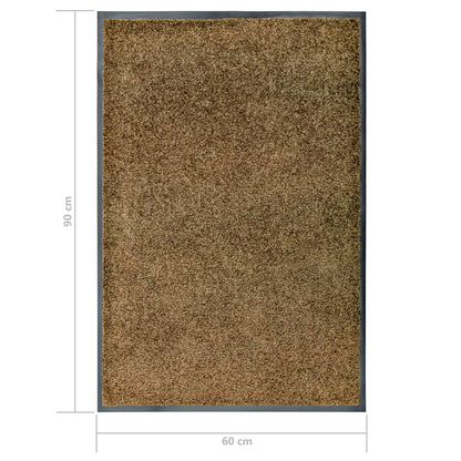 vaskbar dørmåtte 60x90 cm brun