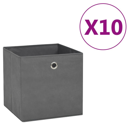 opbevaringskasser 10 stk. ikke-vævet stof 28x28x28 cm grå
