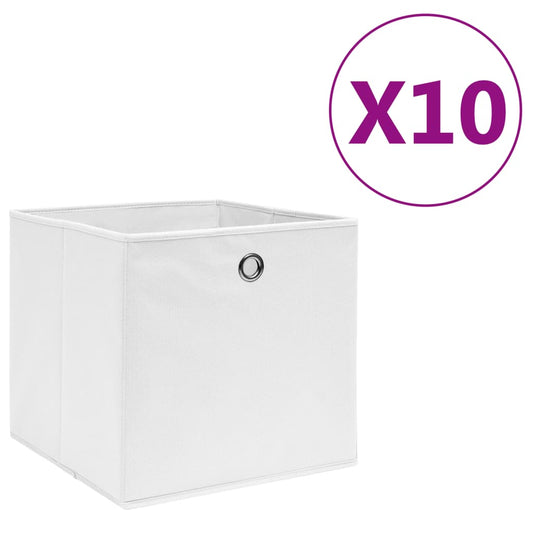 opbevaringskasser 10 stk. ikke-vævet stof 28x28x28 cm hvid