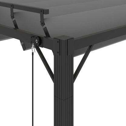 pavillon med lameltag 3x4 m aluminium og stof antracitgrå